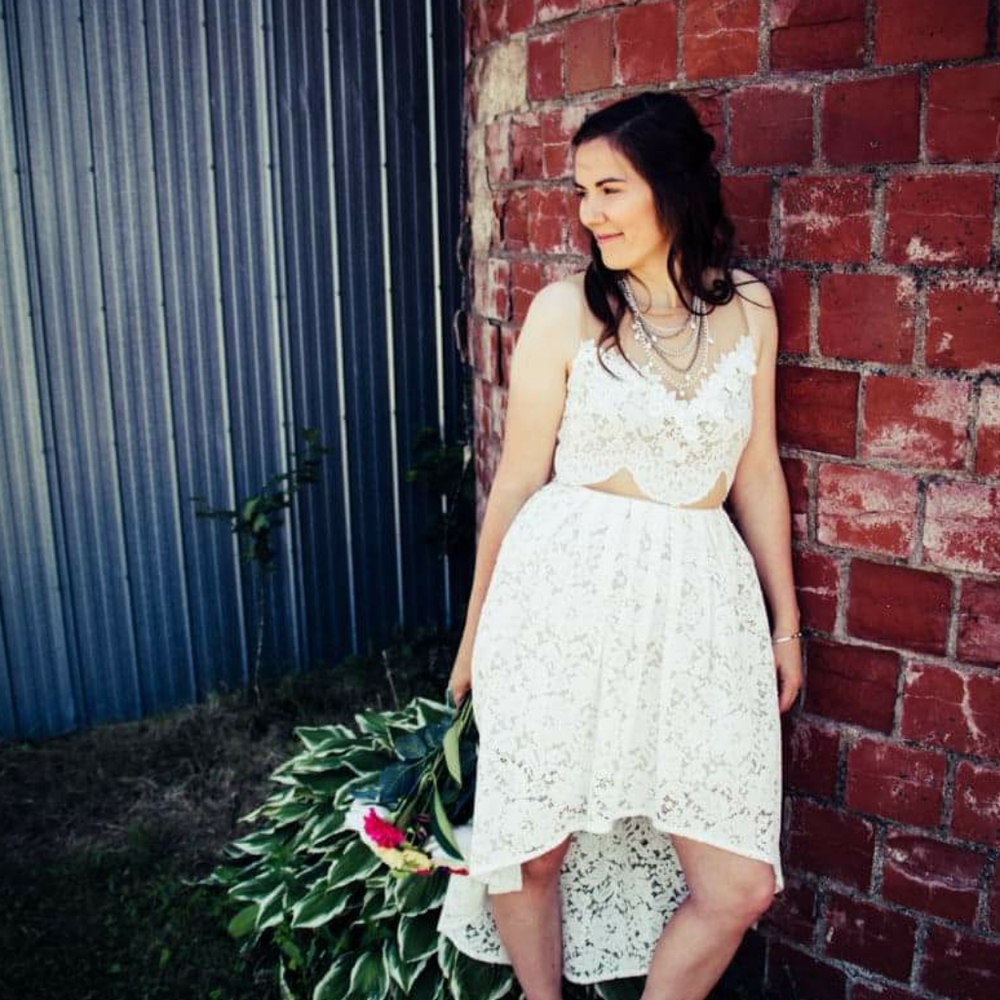 Women's high low white dress
